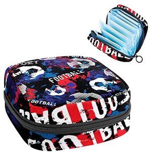 Maandverband Opbergtas, Menstruatie Cup Pouch Tampon Bag, Periode Pads Houder Organizer voor Vrouwen Meisjes, Sport Voetbal Rood Blauw Zwart Aquarel