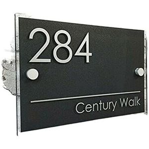 Huisnummers DIY Huisnummer MODERN HUIS TEKEN PLAQUE DEURNUMMER STRAATNAAM GLAS EFFECT ACRYL Voordeur Nummers (01)