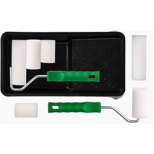 ToolSpace Verfrollerset, lakroller, 5 cm, 7 cm, 11 cm, moltopren schuim, verfroller, verfkuip, schuimroller, kleine verfroller, lakset
