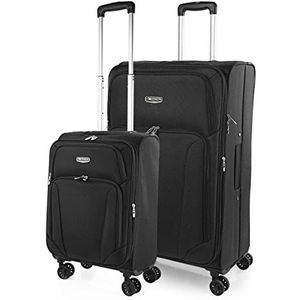 ITACA - EVA Koffer Set - Soft Koffers Set - Stevige Kofferset 2 Stuks - Suitcase Set. Set van 2 Trolley Koffers (Handbagage Koffer en Middelgrote Koffer). Trolleys Kofferset Delige, Zwart