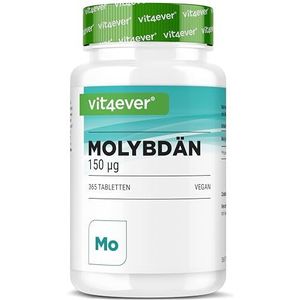 Molybdeen - 150 µg - 365 tabletten in een voorraad van 12 maanden - Puur natriummolybdaat - Essentieel sporenelement - Hoog gedoseerd - Veganistisch