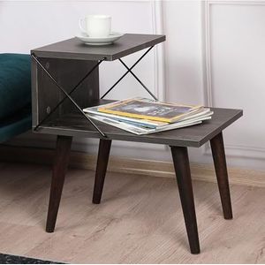 [en.casa] Bijzettafel Bergen salontafel met 1 plank 50x40x55 cm decoratieve tafel van hout met 4 poten antraciet