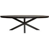 Eetkamertafel Denver Zwart | Ovaal | 210 cm | Mangohout & metalen meubel | Industrieel interieur | Eettafel, eethoek