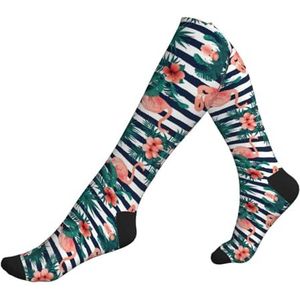 DEXNEL Flamingo Vogel Compressie Sokken Voor Mannen Vrouwen 20-30 Mmhg Compressie Sokken Voor Sport Ondersteuning Sokken, 2 Zwart-2, Eén Maat