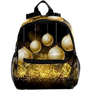 Kerstballen op Glittery Gouden Achtergrond Leuke Mode Mini Rugzak Pack Bag, Meerkleurig, 25.4x10x30 CM/10x4x12 in, Rugzak Rugzakken