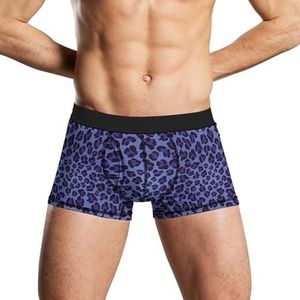 Blauwe boxershorts met luipaardprint voor heren, zacht ondergoed, stretch tailleband Trunks Panty