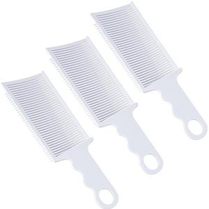 CustomyLife 3 stuks platte kam met ergonomische handgreep, ABS antislip hittebestendige vervagingskam, antistatische driehoekige tandenkapperkam voor haarontwerp styling-wit