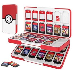 MoKo hoesje voor 48 gamekaarten, compatibel met Nintendo Switch OLED 2021/Switch/Switch Lite, houder voor Switch-gamekaart en SD-kaart, slanke en draagbare opbergdoos voor gamekaarten, cirkel