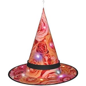 ASEELO Heksenhoed oranje roze roos Halloween heksen hoed voor Halloween kostuum carnaval accessoire