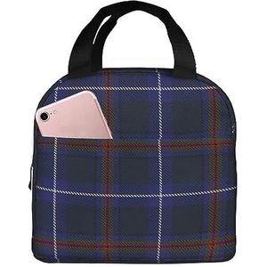 Longyiyi Unisex draagbare geïsoleerde gestreepte geruite print lunchtas, bento tas, geschikt voor werk, studie, picknick.