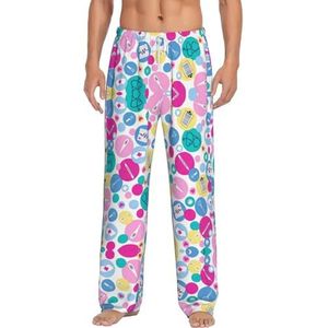 Dexnel Leuke verpleegster zachte pyjama broek voor mannen,Klassieke slaapbroek comfortabel, polyester pyjamabroek met zakken, Wit, S