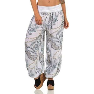 malito dames Aladdinbroek met opdruk | Harembroek om te dansen | Pofbroek om te chillen - Vrijetijdsbroek - Pofbroek 7185 (wit)