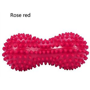 Pinda-vorm massagebal, contactpunten, bal voor fitness, oefening, mobiliteit, verlichting van pijn, spierstoot, triggerpointreflexologie voor handpalmen, voeten, enkelarmen, nek rug (rozerood)
