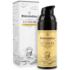 Störtebekker® Premium dagcrème sandelhout, bevat hoogwaardige amandelolie en jojoba-olie tegen irritaties, aangename sandelhoutgeur, cadeau-idee voor mannen en heren, 50 ml, Made in Germany