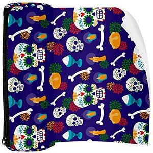 Potlood Case Dia De Muertos Suiker Skull Pouch Bag Pen Rits Tas voor Kantoorartikelen Reizen School Student Supplies