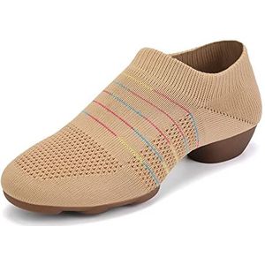 JUODVMP Dames ademende ballet jazz dansschoenen dame latin yoga ballroom dansschoenen model SSZZ, Camel Rubber Zool Kleurrijk, 35 EU