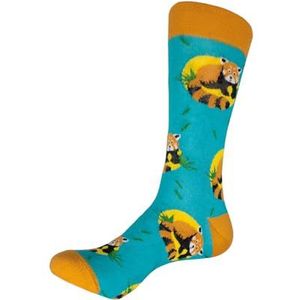 Deluxebase Anisox sokken van biologisch katoen en gerecycled polyester. Nieuwe sokken met dierenprint voor heren, dames en kinderen. Leuke uniseks sokken, Rode Panda, 3-7