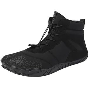 FJZFXKZL Vindra Flex - Antislip en universele winterschoen for blote voeten Waterdicht, blote voeten laarzen dames, winterwandelschoenen, met bont gevoerde hoge buitenwandelschoenen (Color : Black,