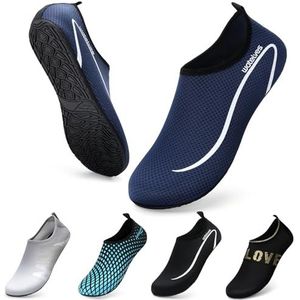 Waterschoenen Duikschoenen Badschoenen Dame Heren Antislip Superlicht Snel Drogen Surfen Strand Zwembad Uniseks（Linie Dunkelblaue 46/47）