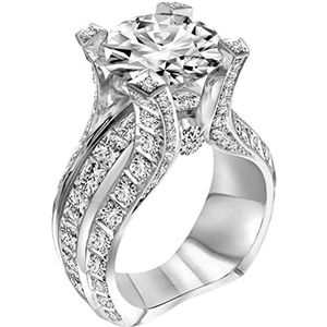 Geometrie Vormige Grote Strass Ring Diamant Wiel Ring Elegante Geometrie Rhinestone Ring Volledige Diamant Ringen Voor Vrouwen Maat 6 10 Bohemian Ring, Zilver, 10