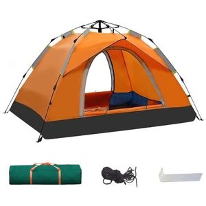 Campingtent voor 2 personen, pop-up licht, koepel, campingtent, 200 x 150 cm, 4 seizoenen, waterdicht, automatisch, tent voor kamperen, wandelen (oranje)