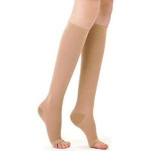Egurs Compressiekousen voor dames en heren, steunkousen (34-46 MMHG, klasse 3), voor zwangerschap, sport, vlucht, anti-trombose, medische sokken, maat 2# XL