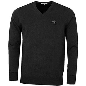Calvin Klein Heren V-hals Tour Duurzame Golfsweater - Houtskool - L