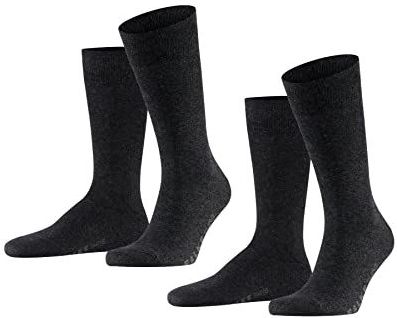 FALKE Heren Sokken Swing Multipack M So katoen eenkleurig 2 paar, Grijs Anthracite Melange 3080, 39-42