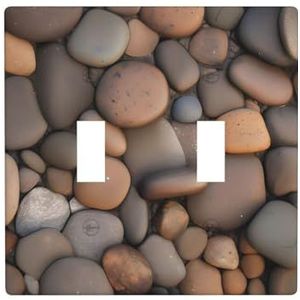 ZhaoYuGoods Pebbles in Beach Print Muurplaat, Dubbele Toggle Lichtschakelaar Outlet Cover 2-Gang 11,4 cm x 11,4 cm, PC Decoratieve Voorplaat voor Thuis & Kantoor