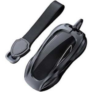 Sleutelbehuizing houder Voor Tesla Voor Model 3 YS Voor Model X Zinklegering Zwarte Autosleutel Bescherming Shell Cartoon Smart Remote Key Cover Auto Accessoires Sleutelbehuizing(Black-2 Model x)