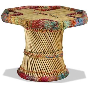 DIGBYS Koffietafel Bamboe met Chindi Details Veelkleurig