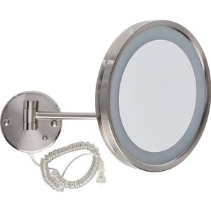Jerdon 9,5 inch LED halo verlichte muur Mount spiegel met 5x vergroting, 16-inch uitbreiding Verlicht Geborsteld nikkel