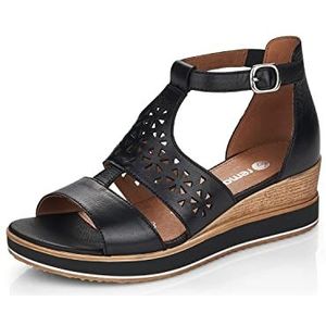 Remonte Dames D6450 sleehak sandalen, zwart 00, 39 EU