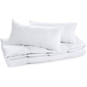 Dekbed winterdeken 200 x 220 cm - dekbedden slaapdeken warm gewatteerd dekbed wit Set: Wit dekbed met 2 kussens 40X80
