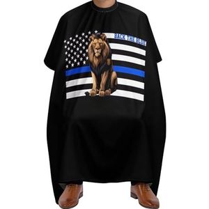 Kapper Cape Terug De Blauwe Dunne Blauwe Lijn Leeuw Politie Salon Cape Verstelbare Kappers Cape Professionele Kappers Jurk Voor Thuis Kappers Herbruikbare 140x168cm