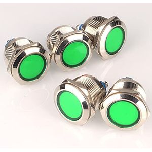 GUUZI 5 stks 12 V-24 V 22mm LED Metalen Indicator Licht Waterdicht Signaal Lamp met Draad(Groen)