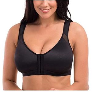 Houding Corrector Lift Up Beha Vrouwen Terug Beha Ademend Ondergoed Schokbestendig Sport Voorsluiting Draadloos Rugsteun Houding Beha(Black_XL)