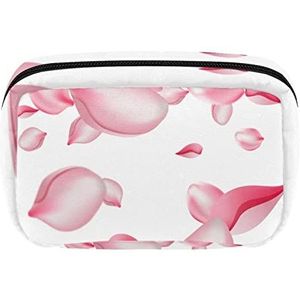 Cosmetische Zakken Voor Vrouwen Kleine Make-up Tas Reizen Toiletry Pouch Organizer Rits Roze Kersenbloesem, Meerkleurig, 17.5x7x10.5cm/6.9x4.1x2.8in