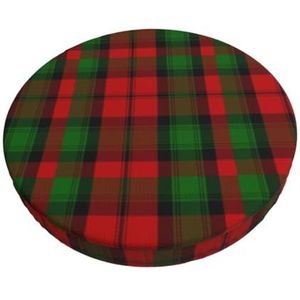 GRatka Hoes voor ronde kruk, barstoelhoes, hotel, antislip zitkussen, 33 cm, rood en groen clan kerr tartan plaid