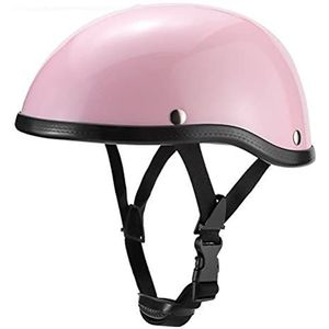 Motorhelm Halve Helm Jet Helm DOT ECE-certificering Bromfiets Jethelm Unisex Valhelm Voor Mountainbikehelm De Schokbestendige Geventileerde (Color : Pink)