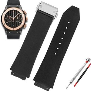 horlogebandje lingling horlogeband compatibel met siliconen 25 * 19 mm herenhorlogeketting horlogeaccessoires rubberen horlogearmbandketting (Color : 25 19mm_Striped blacksilver)