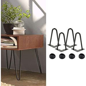 ShiShi Hairpin Tafelpoten, tafelpoten van haarspelden, poten hoogte 20 cm, poten van staal, Scandinavische meubelpoten, zwart A