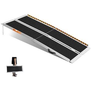 gardhom Oprijplaat voor rolstoelen 152 x 72 cm, oprijplaat oprijplaat antislip opvouwbaar met veiligheidsranden max. 362 kg