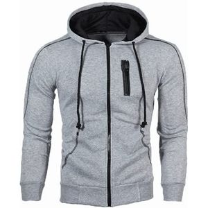 TANGLI Heren Hoodie Fleece Trui Hooded Sweatshirt Jassen Vest Sweatshirt Truien Heren Casual Effen Kleur Sweatshirt - Sport en Fitness Hoodies Slim Fit Hoody Stijlvolle Vesten, C-grijs, L