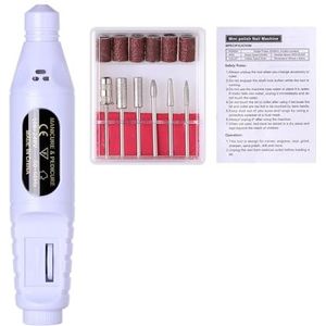 Professionele materiaal nagelboormachine elektrische nagelschuurmachine frees for manicure set gel polish remover gereedschap(White)