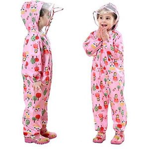 Baogaier Meisjes Regenjas Kinderen Ademend Waterdicht Regenpak Eendelig Outdoor Regenponcho Overall Regen Softshell Jas Jumpsuit Regenkleding voor Sport School Unisex 1-3 Jaar - Roze