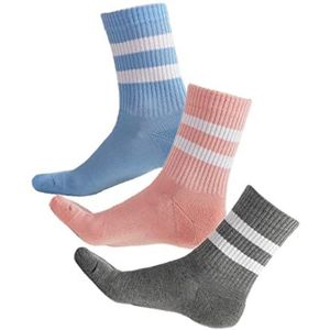 VITSOCKS Dames Sportsokken BAMBOE Super Zacht Ademend (3 PAAR) Urban Skater Retro Stijl, 1x grijs 1x blauw 1x roze, 35-38