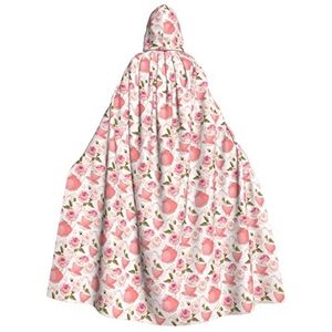 Bxzpzplj Theekopjes met rozen romantische shabby print unisex capuchon mantel voor mannen en vrouwen, carnaval thema feest decor capuchon mantel
