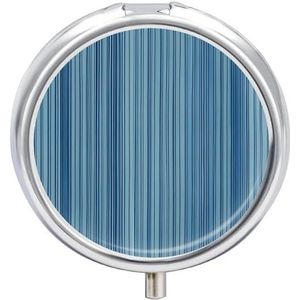 Ronde pillendoos met spiegel 3 compartimenten medicijndoosje blauwe streep pillendoosje voor portemonnee zak wekelijkse pillenorganisator reizen pillendoos pillencontainer houder voor vitamine