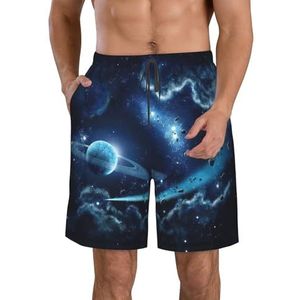 Gele Draak Zwarte Achtergrond Print Heren Zwemplank Shorts Zwembroek Trunks Badmode Sneldrogende Surfen Strand Essentiële Zomer, Maan Sterren en Planeten, S